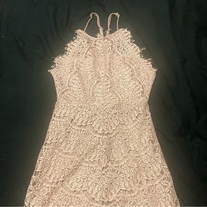 Pink lace halter dress